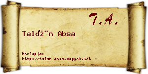 Talán Absa névjegykártya